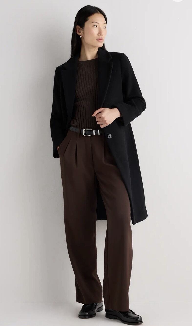 NWT Quince Wool Cashmere Classic Single Breasted Coat •Women S• Black $200